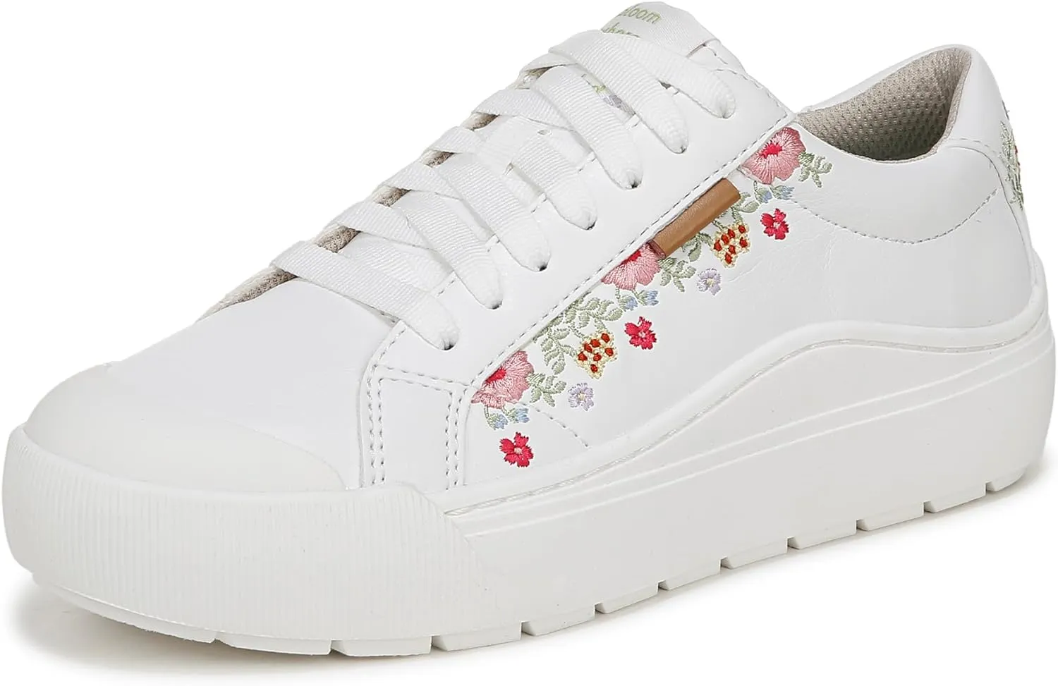 Dr. Scholl's Shoes Women's Time Off Sneaker, White Floral Embroidery, 9.5