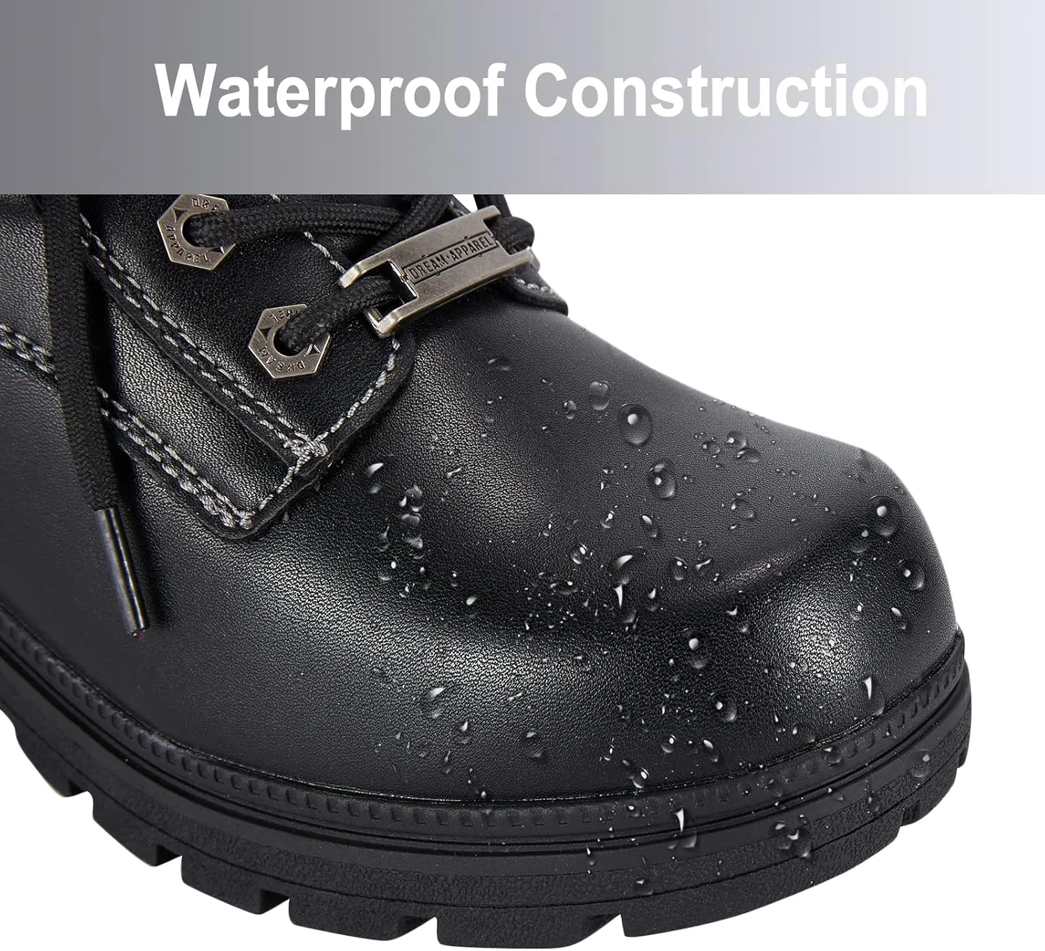 Dream Apparel Womens Lace Up Motorcycle Riding Boots with Side Zipper, Black Faux Leather Ankle Booties Biker Boots, Military Combat Booties for Ladies with Low Heel