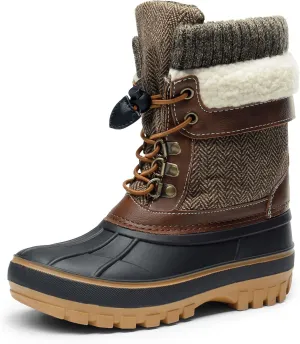 DREAM PAIRS Boys Girls Snow Boots Water-Resistant Outdoor Warm Cozy Anti-Slip Mid Calf Faux Fur Lining Insulated Winter Shoes for Little/Big Kids