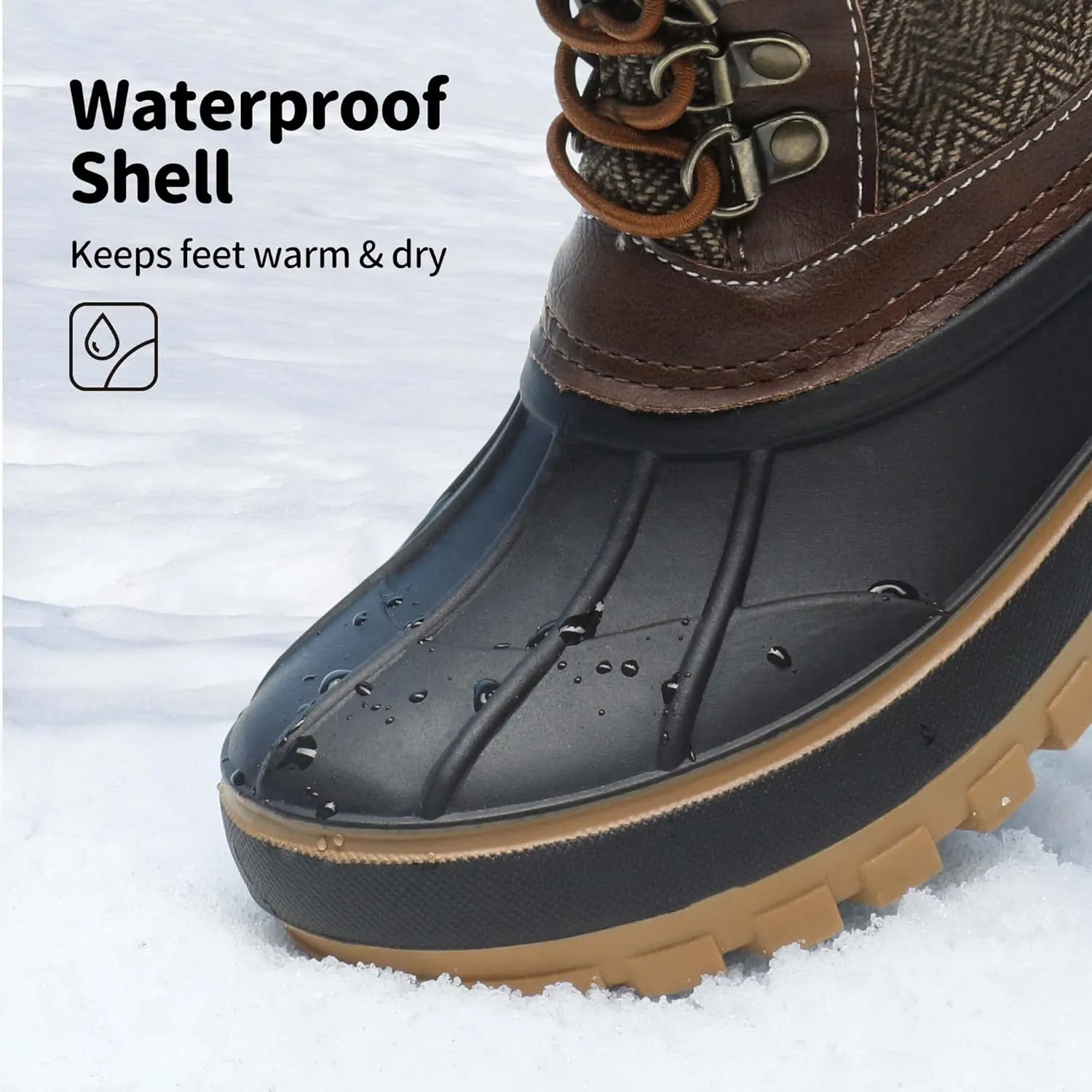 DREAM PAIRS Boys Girls Snow Boots Water-Resistant Outdoor Warm Cozy Anti-Slip Mid Calf Faux Fur Lining Insulated Winter Shoes for Little/Big Kids