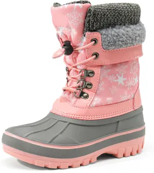 DREAM PAIRS Boys Girls Snow Boots Water-Resistant Outdoor Warm Cozy Anti-Slip Mid Calf Faux Fur Lining Insulated Winter Shoes for Little/Big Kids