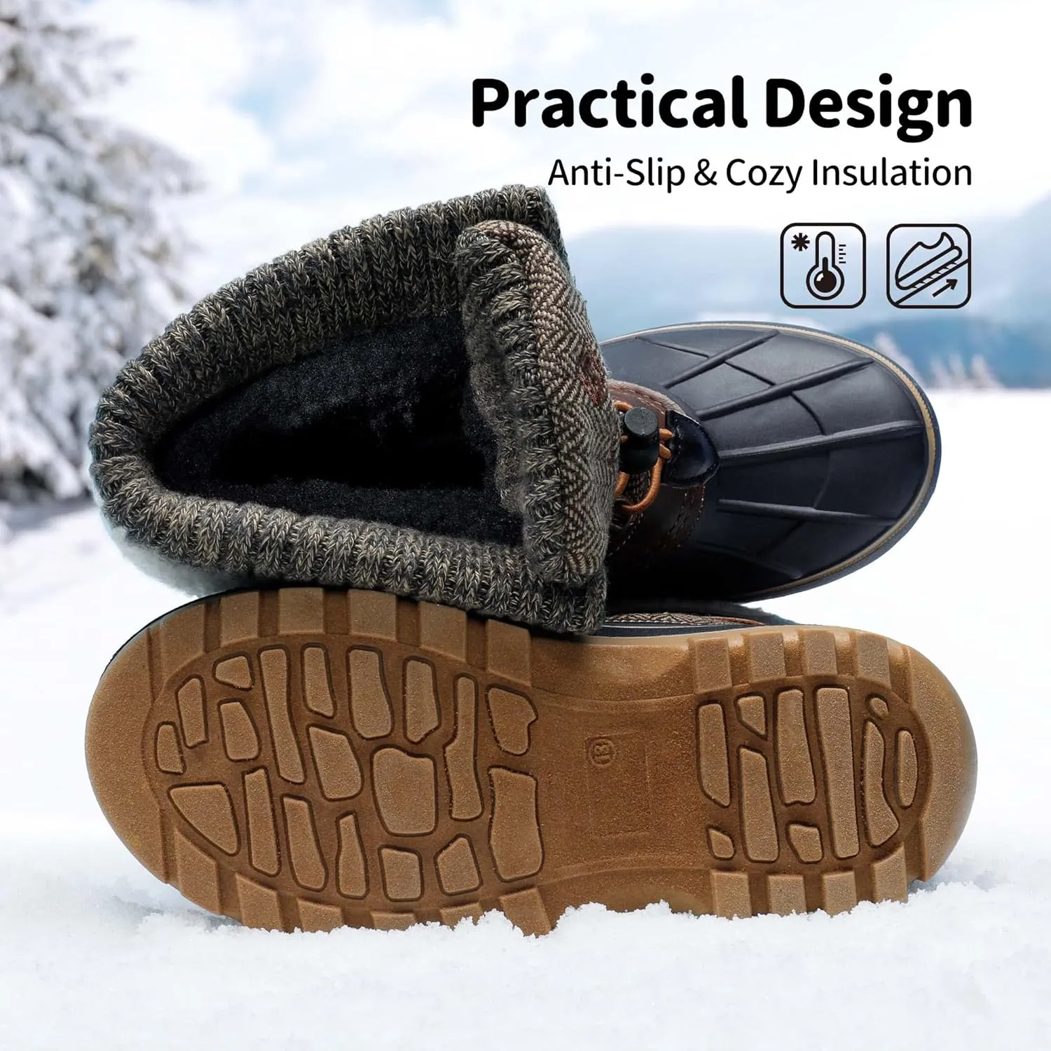 DREAM PAIRS Boys Girls Snow Boots Water-Resistant Outdoor Warm Cozy Anti-Slip Mid Calf Faux Fur Lining Insulated Winter Shoes for Little/Big Kids