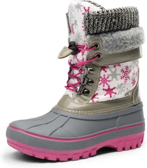 DREAM PAIRS Boys Girls Snow Boots Water-Resistant Outdoor Warm Cozy Anti-Slip Mid Calf Faux Fur Lining Insulated Winter Shoes for Little/Big Kids