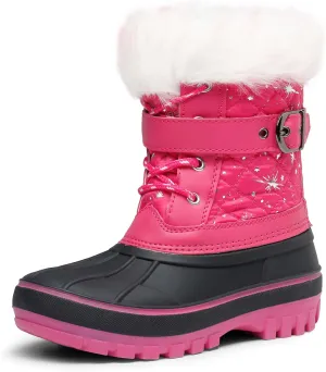 DREAM PAIRS Girls Boys Snow Boots Water-Resistant Outdoor Warm Cozy Anti-Slip Mid Calf Faux Fur Lining Winter Shoes for Little/Big Kids
