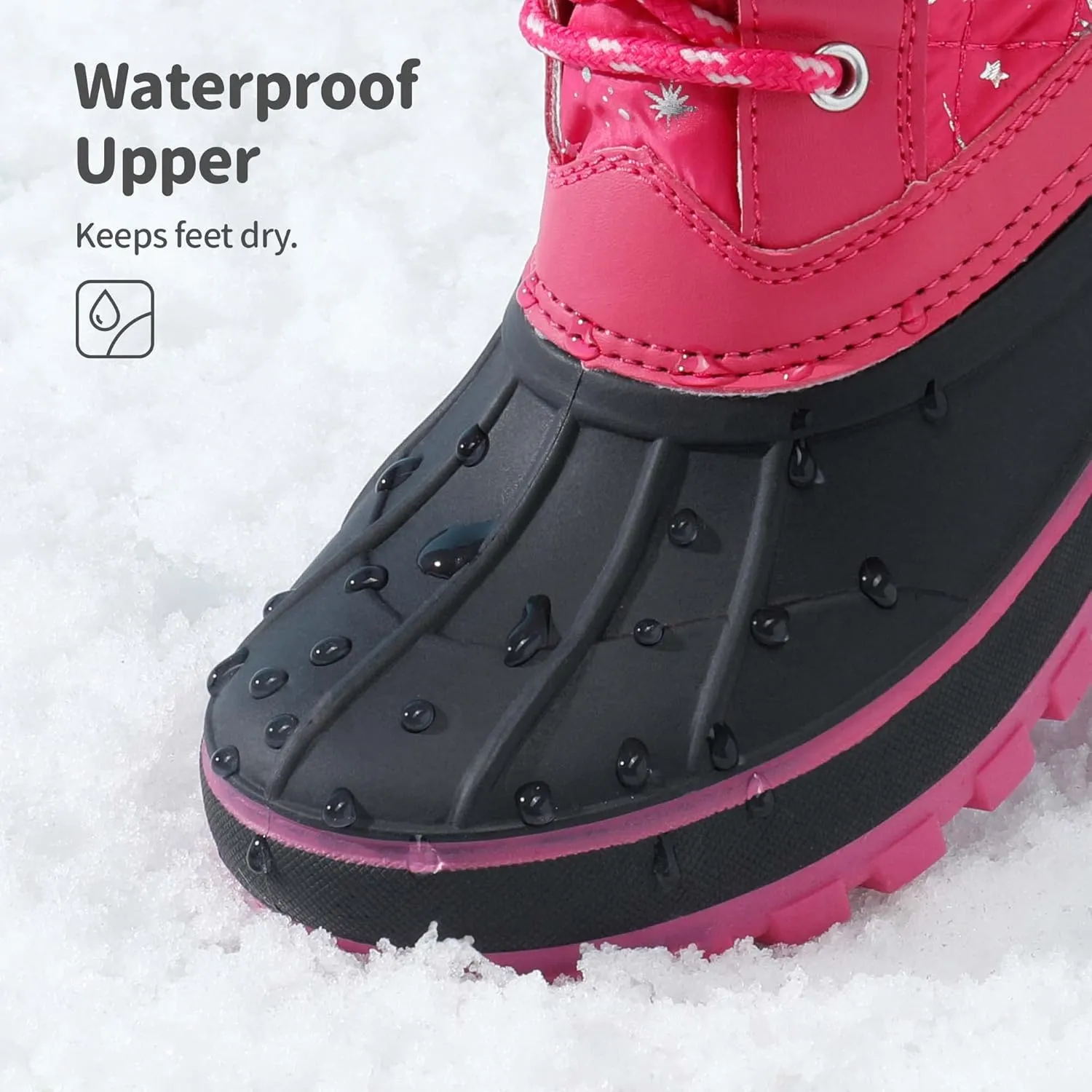 DREAM PAIRS Girls Boys Snow Boots Water-Resistant Outdoor Warm Cozy Anti-Slip Mid Calf Faux Fur Lining Winter Shoes for Little/Big Kids