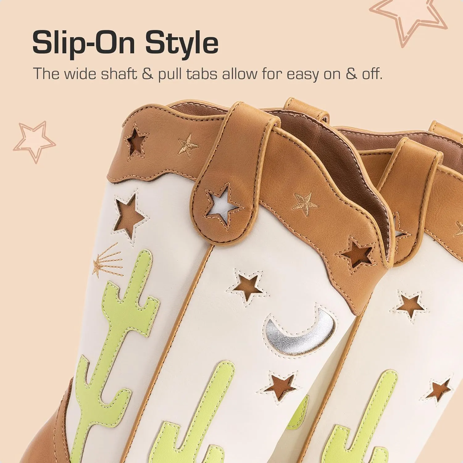 DREAM PAIRS Girls Cowboy Boots Cowgirl Mid Calf Western Boots with Low Heel Square Toe for Little Kid/Big Kid
