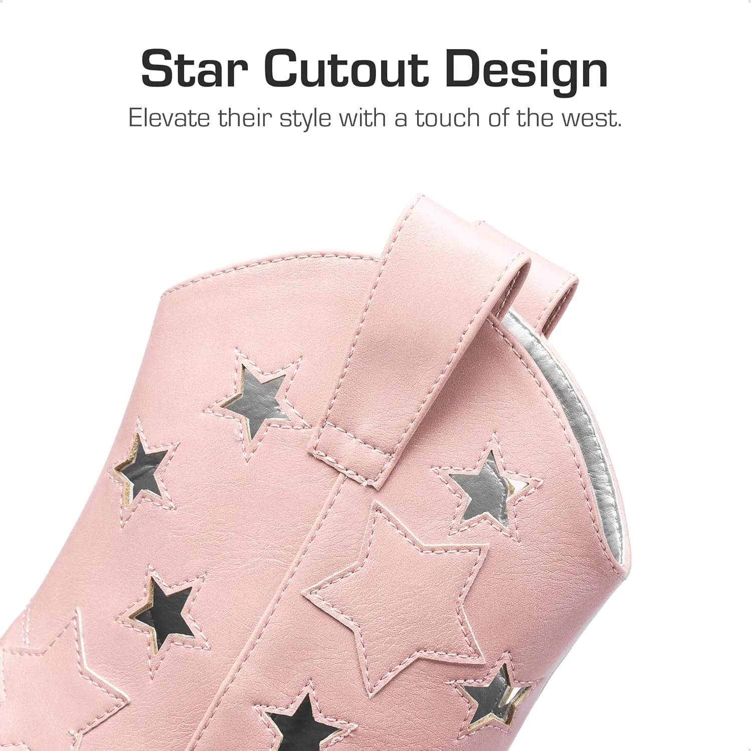DREAM PAIRS Girls Cowgirl Boots Cowboy Western Mid Calf Star Boots for Kids