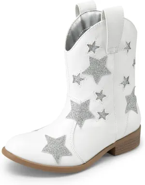 DREAM PAIRS Girls Cowgirl Boots Cowboy Western Mid Calf Star Boots for Kids