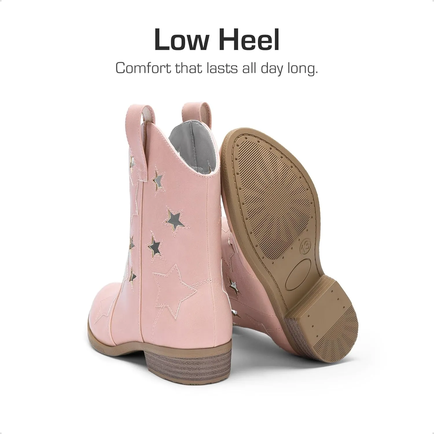 DREAM PAIRS Girls Cowgirl Boots Cowboy Western Mid Calf Star Boots for Kids