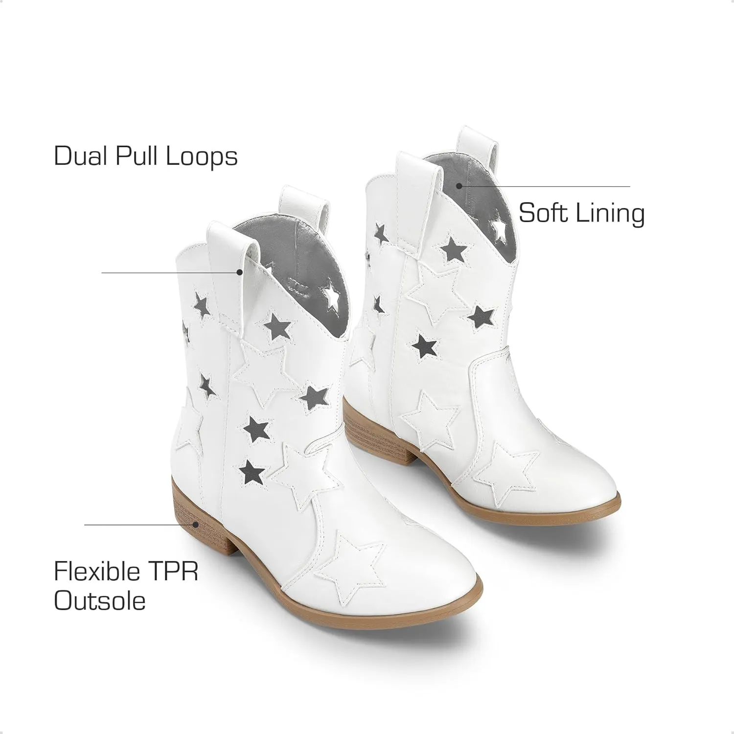 DREAM PAIRS Girls Cowgirl Boots Cowboy Western Mid Calf Star Boots for Kids