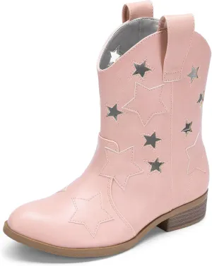 DREAM PAIRS Girls Cowgirl Boots Cowboy Western Mid Calf Star Boots for Kids