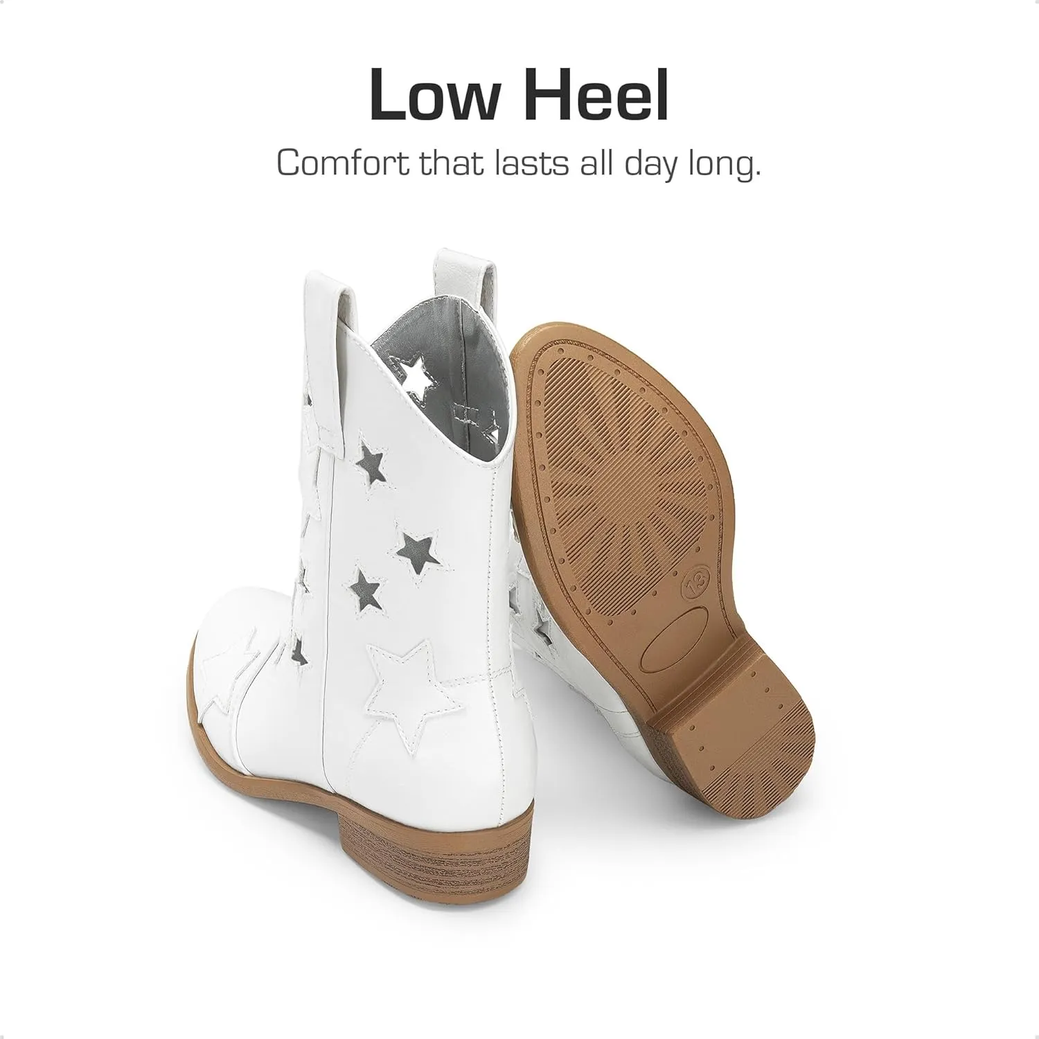 DREAM PAIRS Girls Cowgirl Boots Cowboy Western Mid Calf Star Boots for Kids