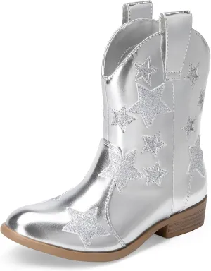DREAM PAIRS Girls Cowgirl Boots Cowboy Western Mid Calf Star Boots for Kids