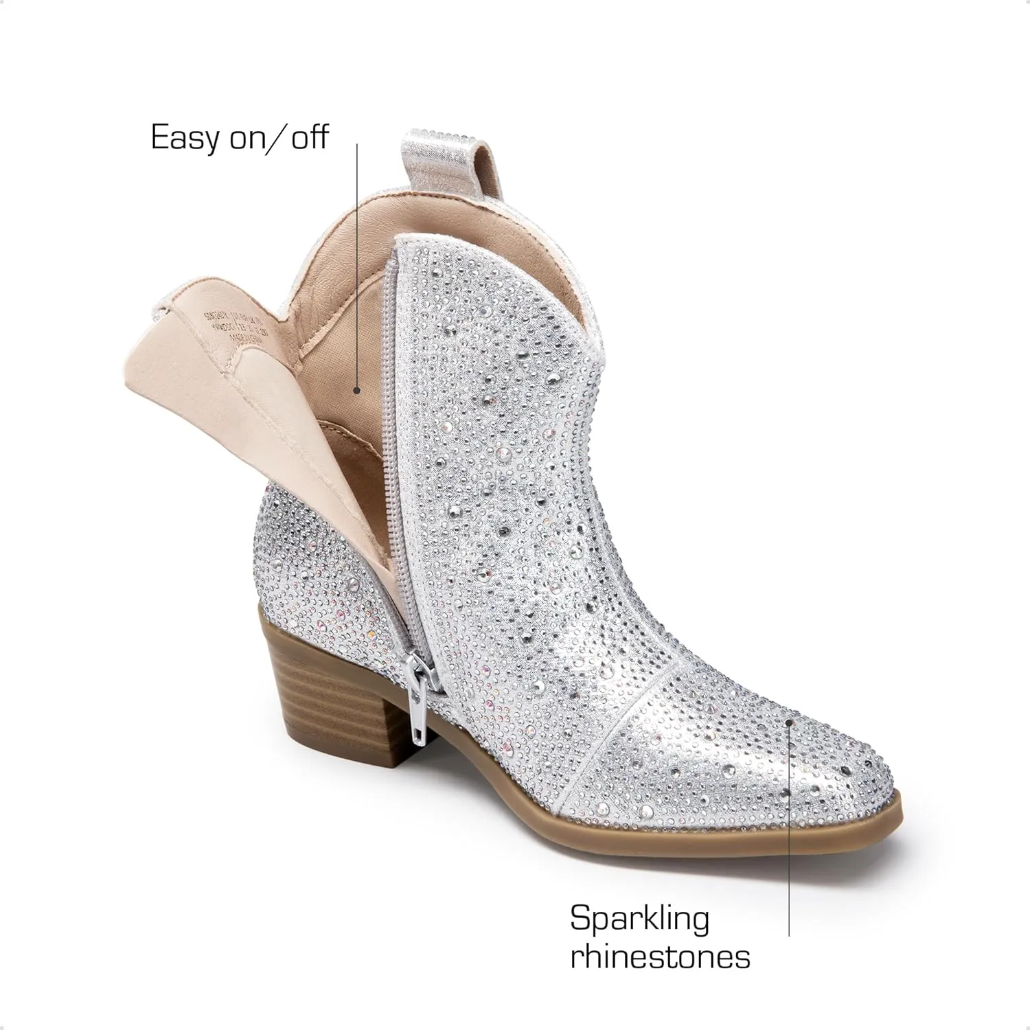 DREAM PAIRS Girls Cowgirl Cowboy Rhinestone Boots Ankle Low Heel Dress Booties