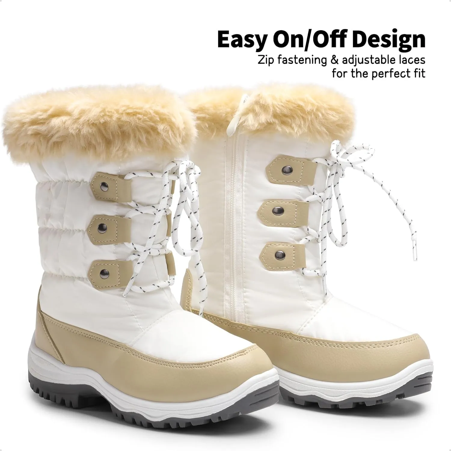 DREAM PAIRS Girls Snow Boots Warm Cozy Anti-Slip Lightweight Mid Calf Faux Fur Lining Winter Shoes for Little/Big Kids