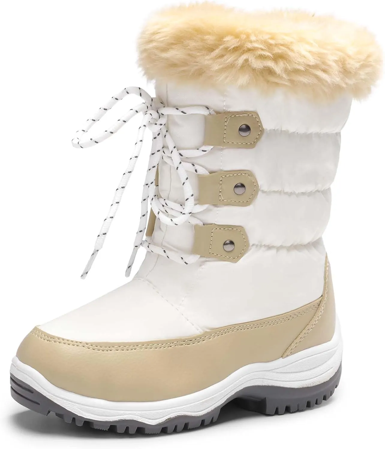 DREAM PAIRS Girls Snow Boots Warm Cozy Anti-Slip Lightweight Mid Calf Faux Fur Lining Winter Shoes for Little/Big Kids