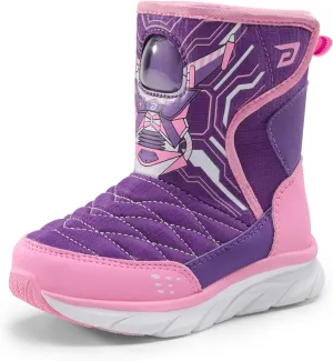 DREAM PAIRS Toddler Boys Girls Snow Boots Space Capsule Slot Hook and Loop Lightweight Faux Fur Lined Mid Calf Little Kids Winter Shoes