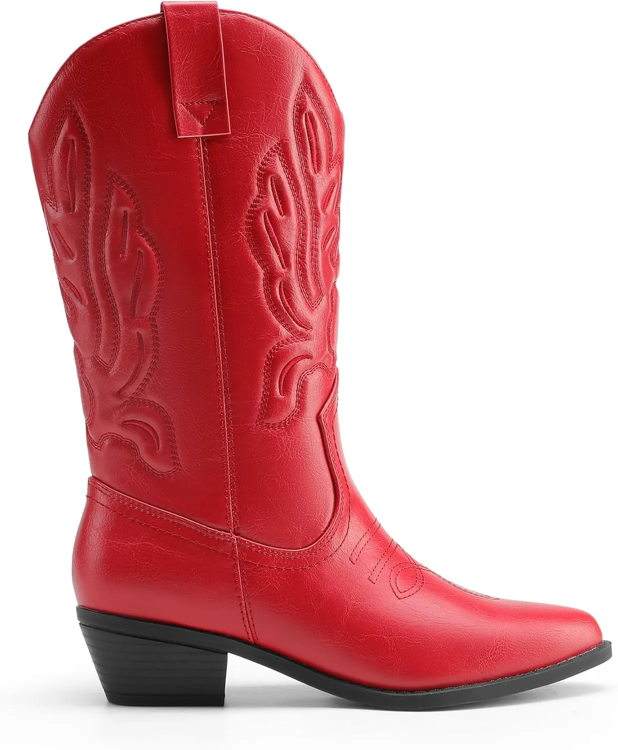 DREAM PAIRS Women's Cowboy Boots Mid Calf Cowgirl Boots Embroidery Stitched Western Boots