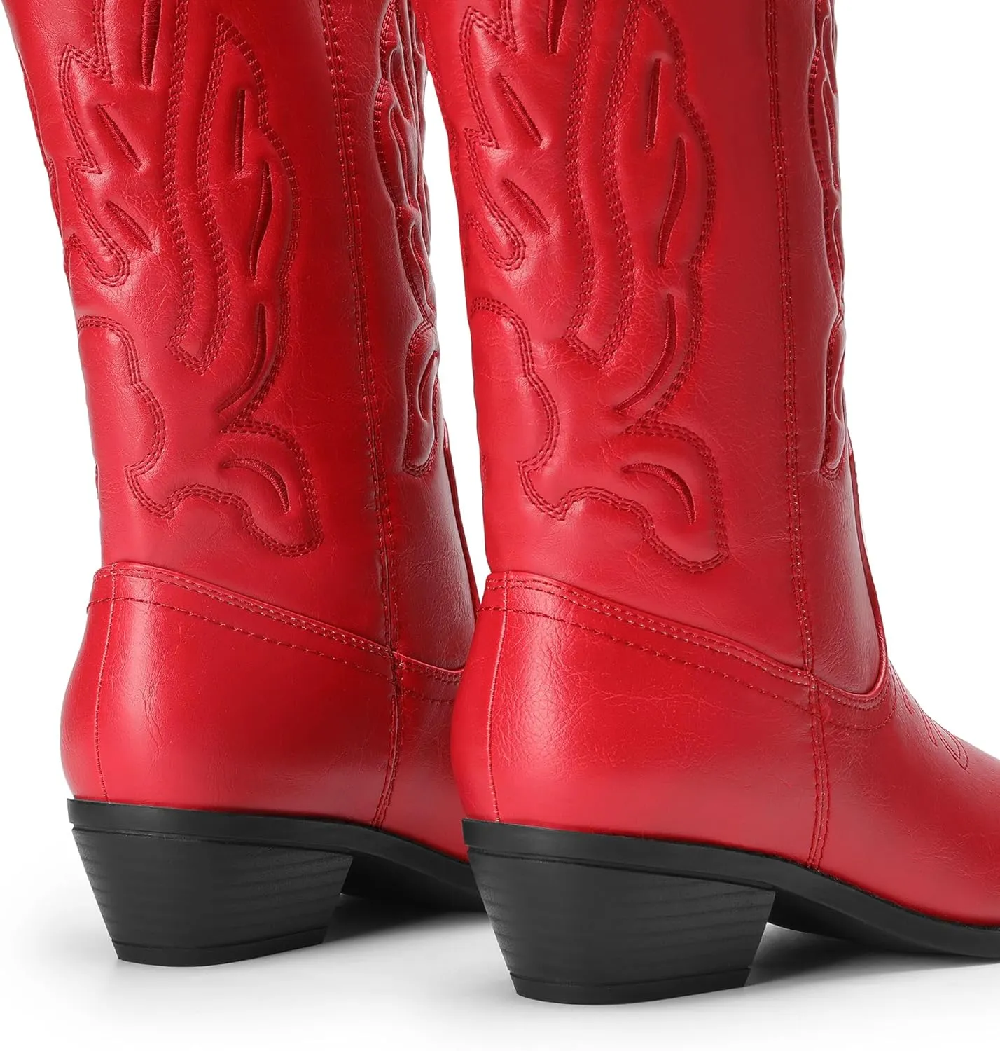 DREAM PAIRS Women's Cowboy Boots Mid Calf Cowgirl Boots Embroidery Stitched Western Boots