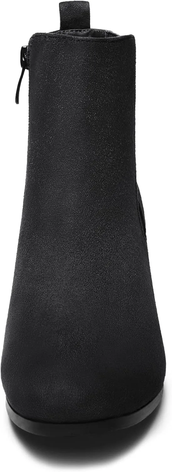 DREAM PAIRS Women’s Elastic Gore Chelsea Boots Chunky Block Heel Ankle Bootie