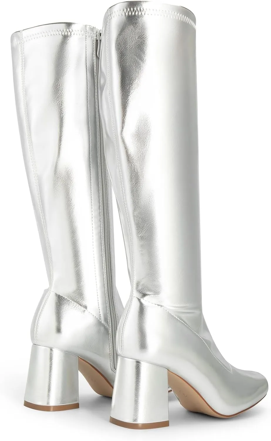 DREAM PAIRS Women's Gogo Boots, Square Toe Chunky Knee High Boots For Women