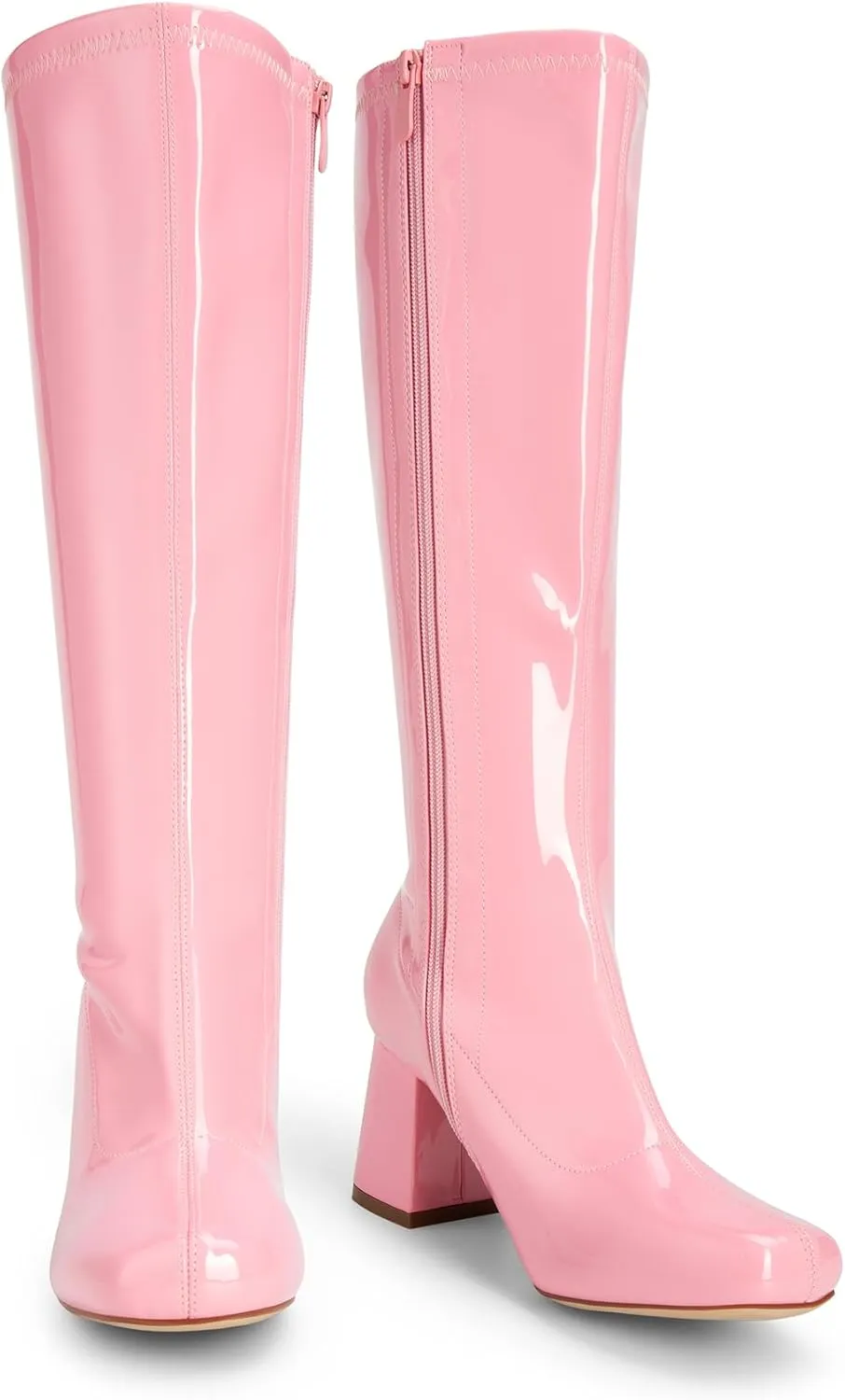 DREAM PAIRS Women's Gogo Boots, Square Toe Chunky Knee High Boots For Women
