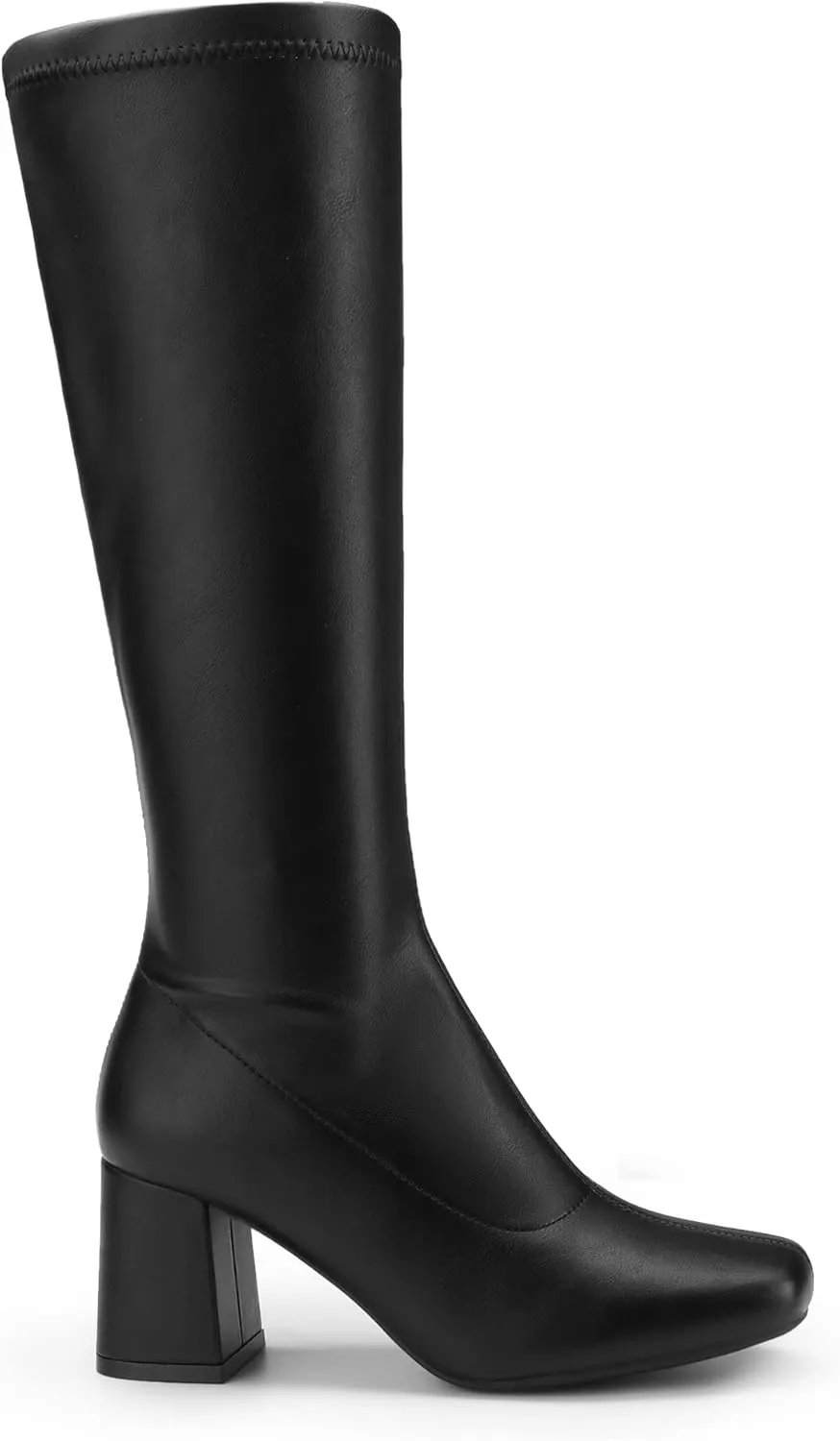 DREAM PAIRS Women's Gogo Boots, Square Toe Chunky Knee High Boots For Women