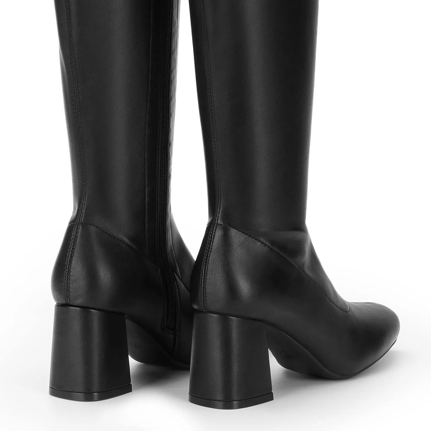 DREAM PAIRS Women's Gogo Boots, Square Toe Chunky Knee High Boots For Women