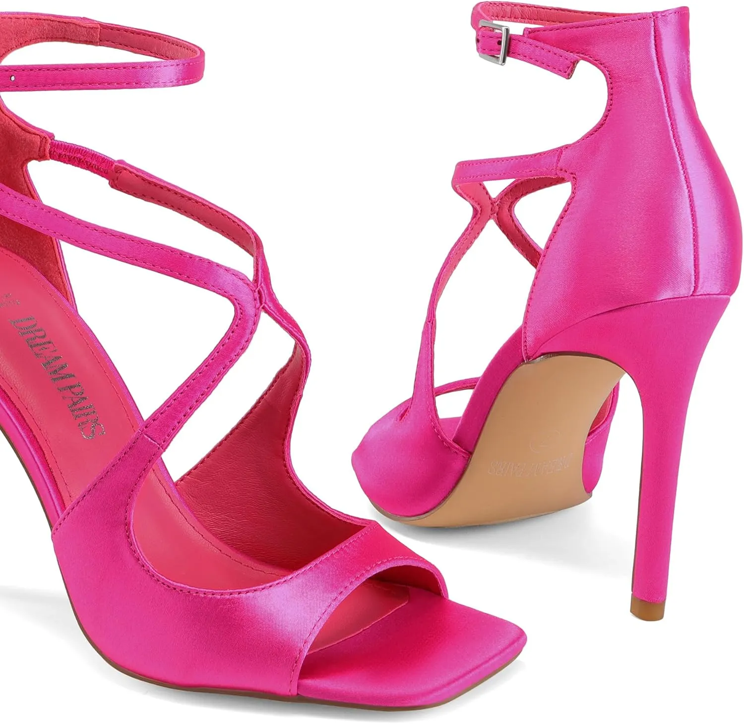 DREAM PAIRS Women's High Heels Sexy Cross Square Open Toe Strappy Dressy Sexy Stylish Stilettos Heels Sandals