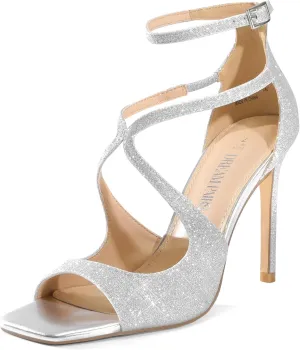 DREAM PAIRS Women's High Heels Sexy Cross Square Open Toe Strappy Dressy Sexy Stylish Stilettos Heels Sandals