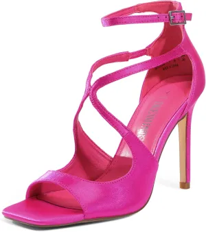 DREAM PAIRS Women's High Heels Sexy Cross Square Open Toe Strappy Dressy Sexy Stylish Stilettos Heels Sandals