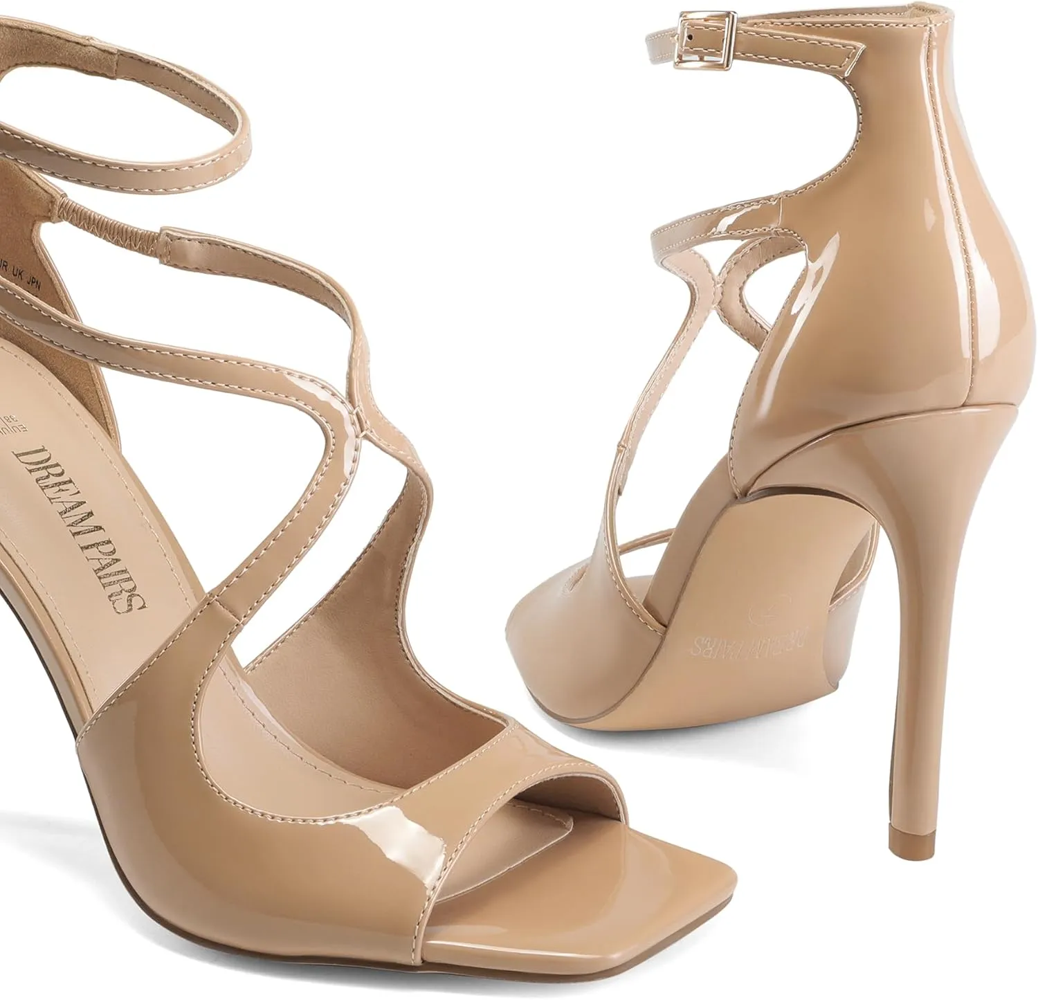 DREAM PAIRS Women's High Heels Sexy Cross Square Open Toe Strappy Dressy Sexy Stylish Stilettos Heels Sandals