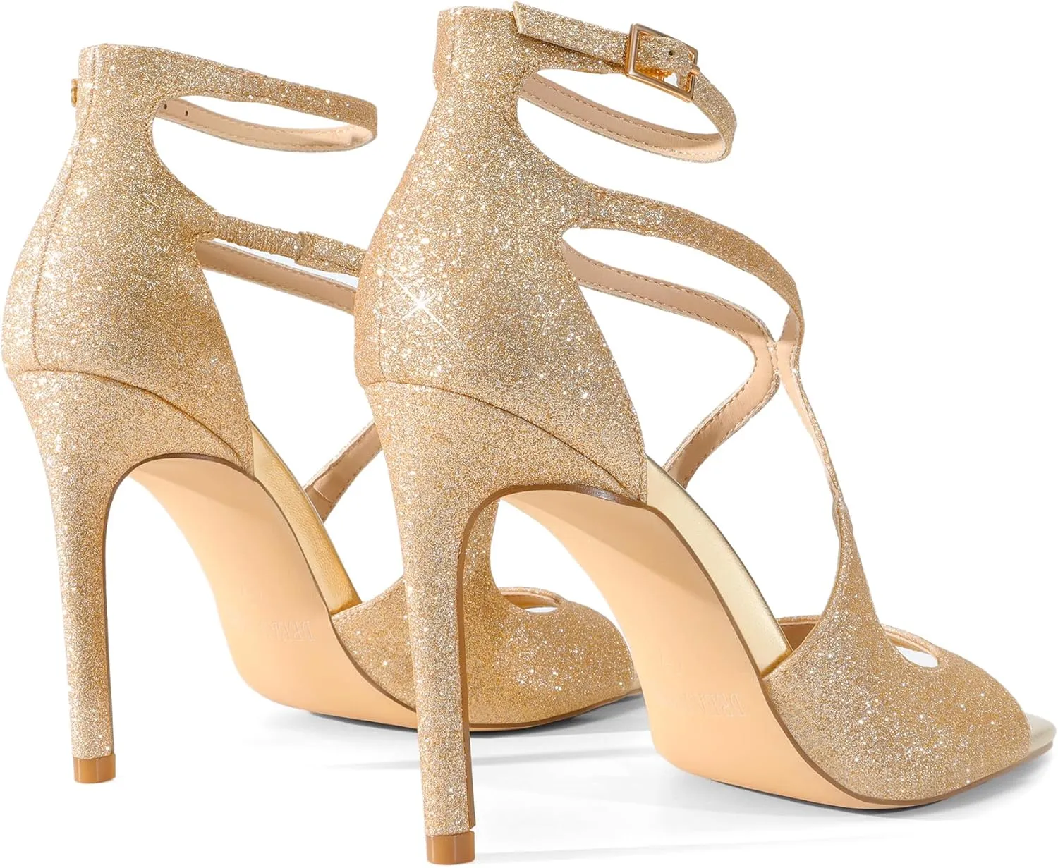 DREAM PAIRS Women's High Heels Sexy Cross Square Open Toe Strappy Dressy Sexy Stylish Stilettos Heels Sandals