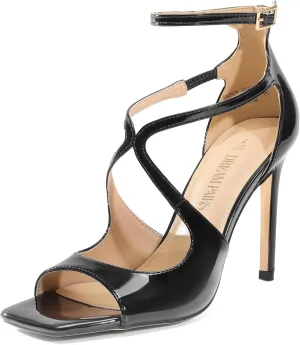 DREAM PAIRS Women's High Heels Sexy Cross Square Open Toe Strappy Dressy Sexy Stylish Stilettos Heels Sandals