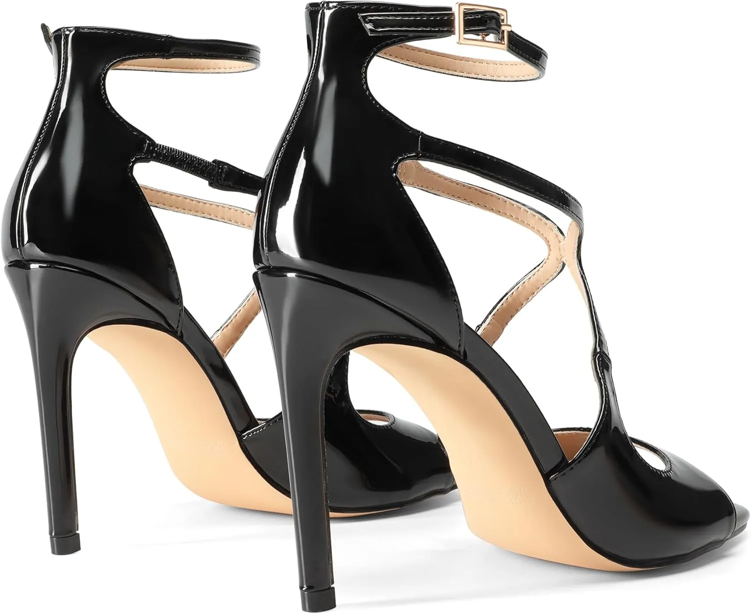 DREAM PAIRS Women's High Heels Sexy Cross Square Open Toe Strappy Dressy Sexy Stylish Stilettos Heels Sandals