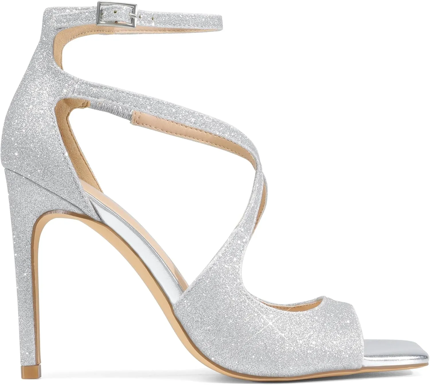 DREAM PAIRS Women's High Heels Sexy Cross Square Open Toe Strappy Dressy Sexy Stylish Stilettos Heels Sandals