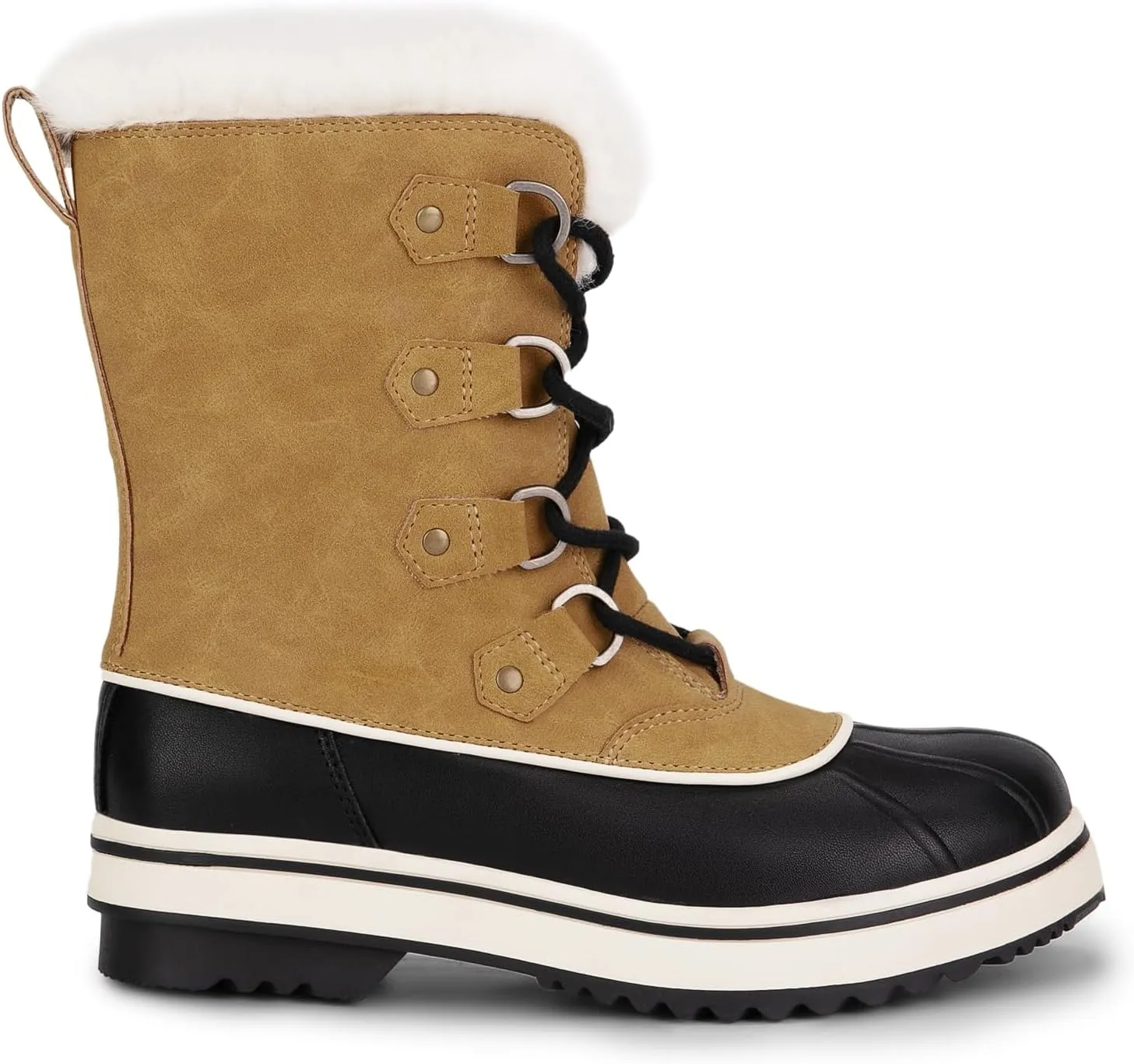 DREAM PAIRS Women's Snow Winter Boots Mid Calf Waterproof Warm Faux Fur Lined Lace Up Anti-slip Outdoor Duck Boots