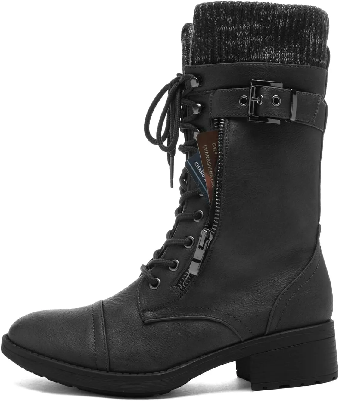 DREAM PAIRS Women's Winter Lace up Mid Calf Combat Riding Military Boots