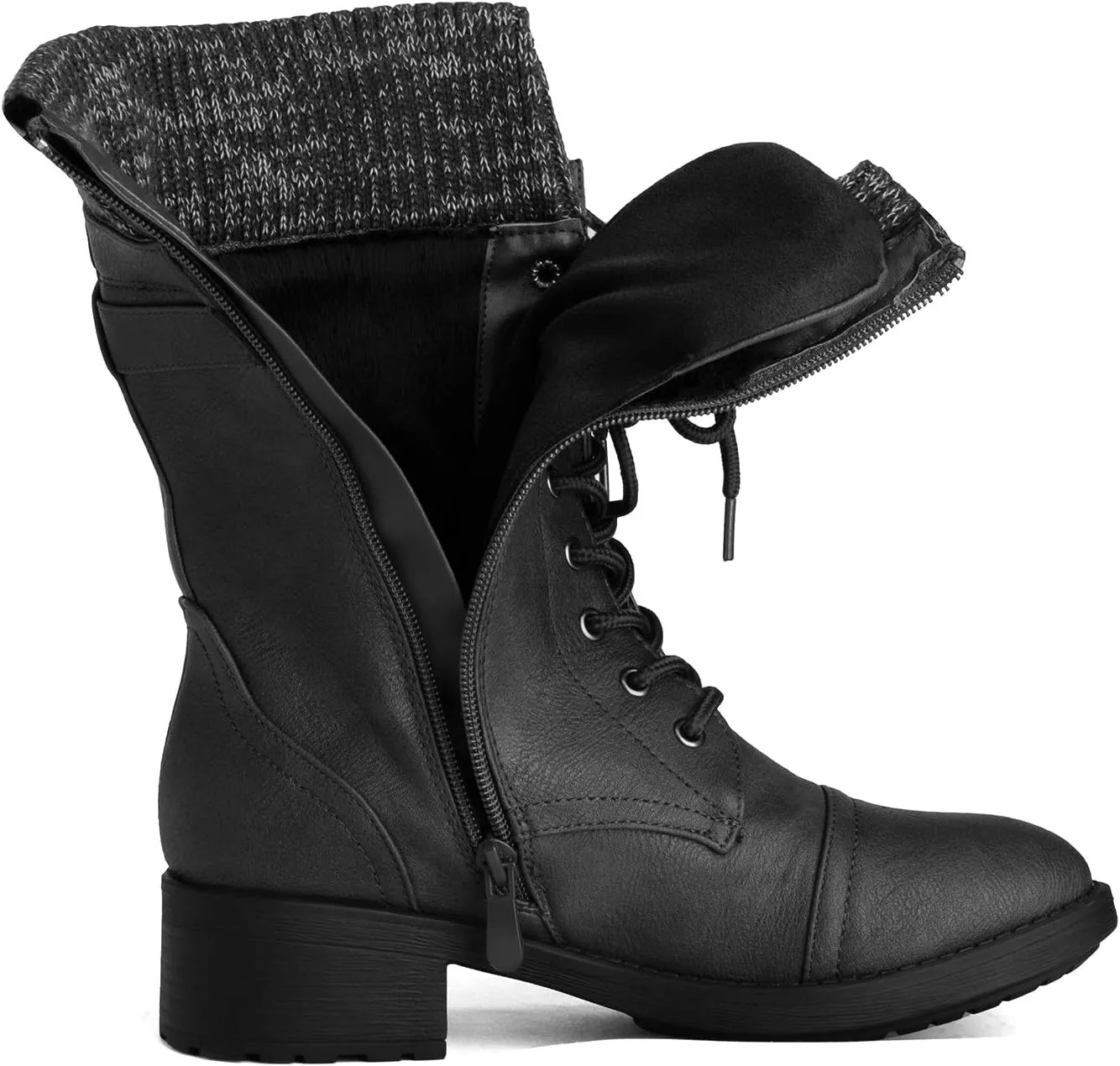 DREAM PAIRS Women's Winter Lace up Mid Calf Combat Riding Military Boots
