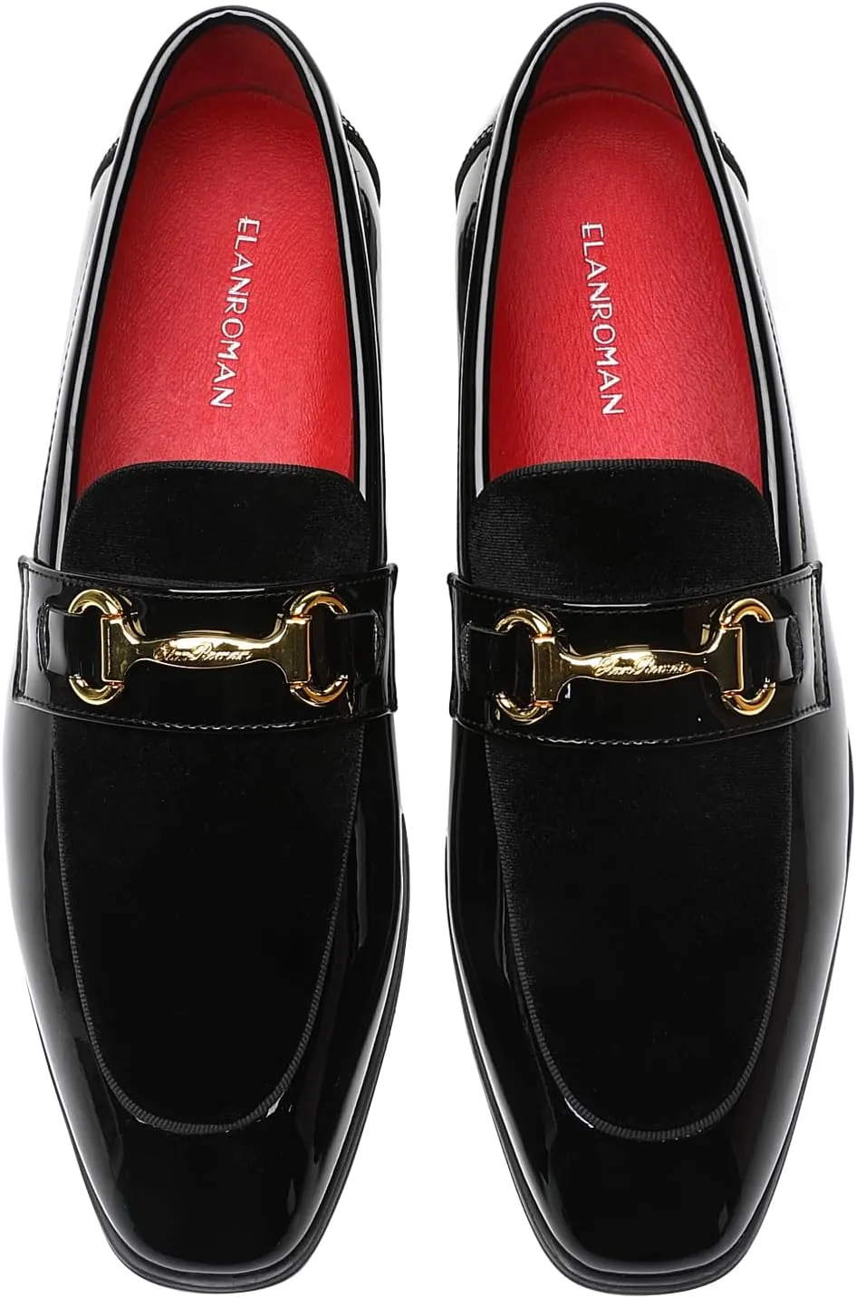 ELANROMAN Mens Dress Loafers Classic Patent Velvet Penny Tuxedo Shoes