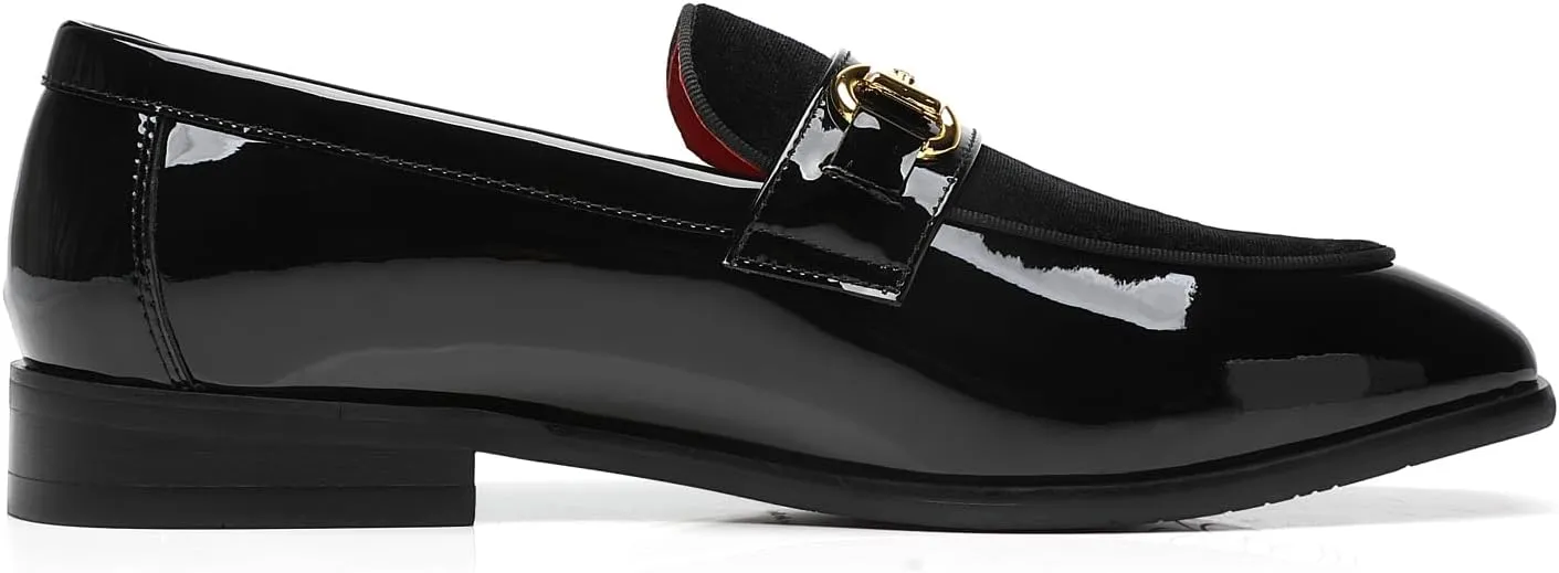 ELANROMAN Mens Dress Loafers Classic Patent Velvet Penny Tuxedo Shoes