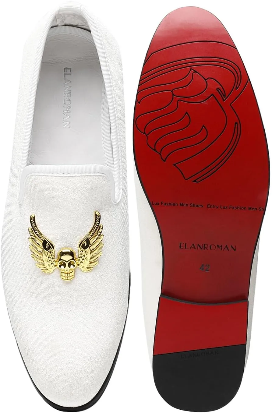 ELANROMAN Mens Dress Loafers Classic Patent Velvet Penny Tuxedo Shoes