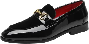 ELANROMAN Mens Dress Loafers Classic Patent Velvet Penny Tuxedo Shoes