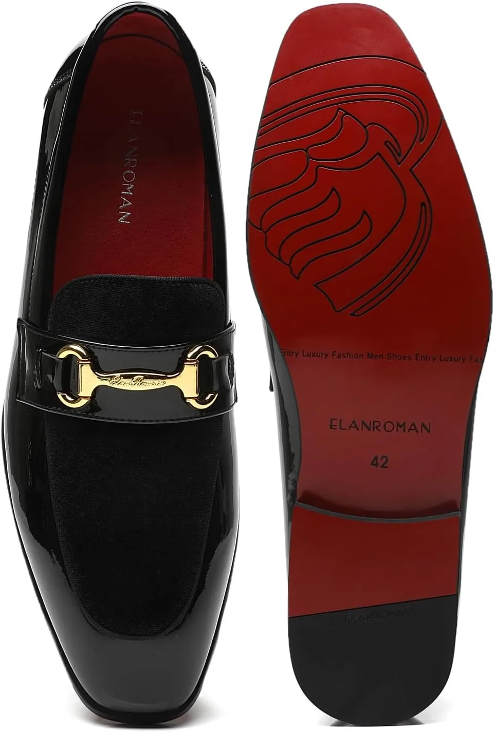 ELANROMAN Mens Dress Loafers Classic Patent Velvet Penny Tuxedo Shoes