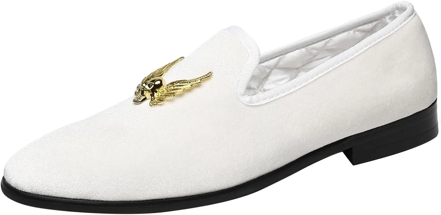 ELANROMAN Mens Dress Loafers Classic Patent Velvet Penny Tuxedo Shoes