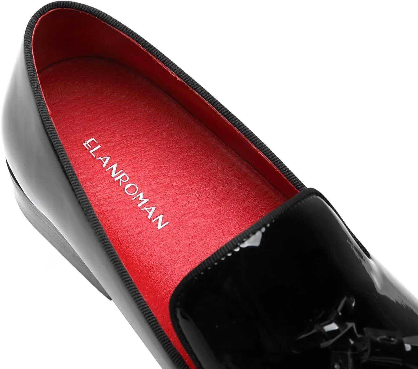 ELANROMAN Men's Patent Leather Loafers Wedding Party Prom Shoes