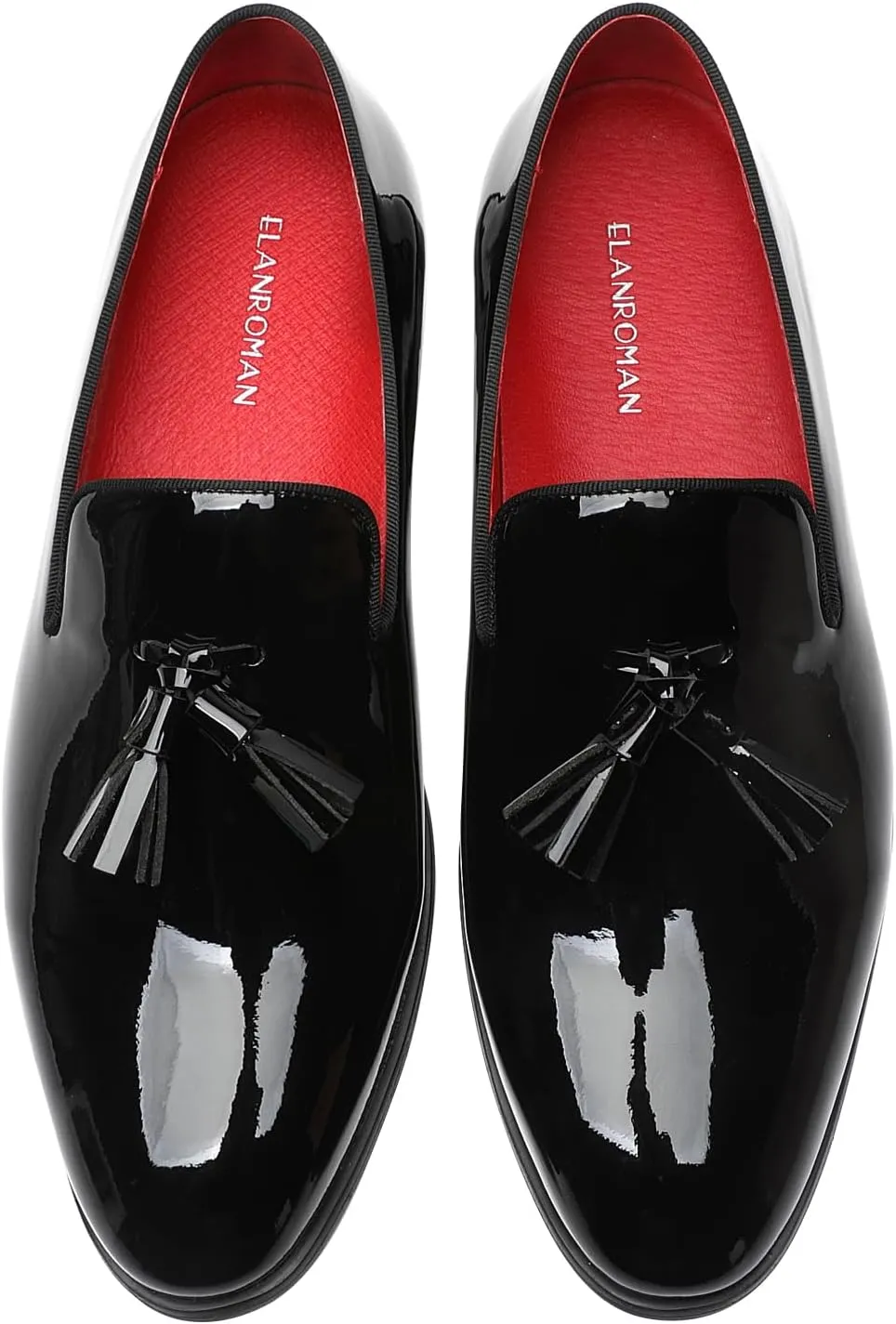 ELANROMAN Men's Patent Leather Loafers Wedding Party Prom Shoes