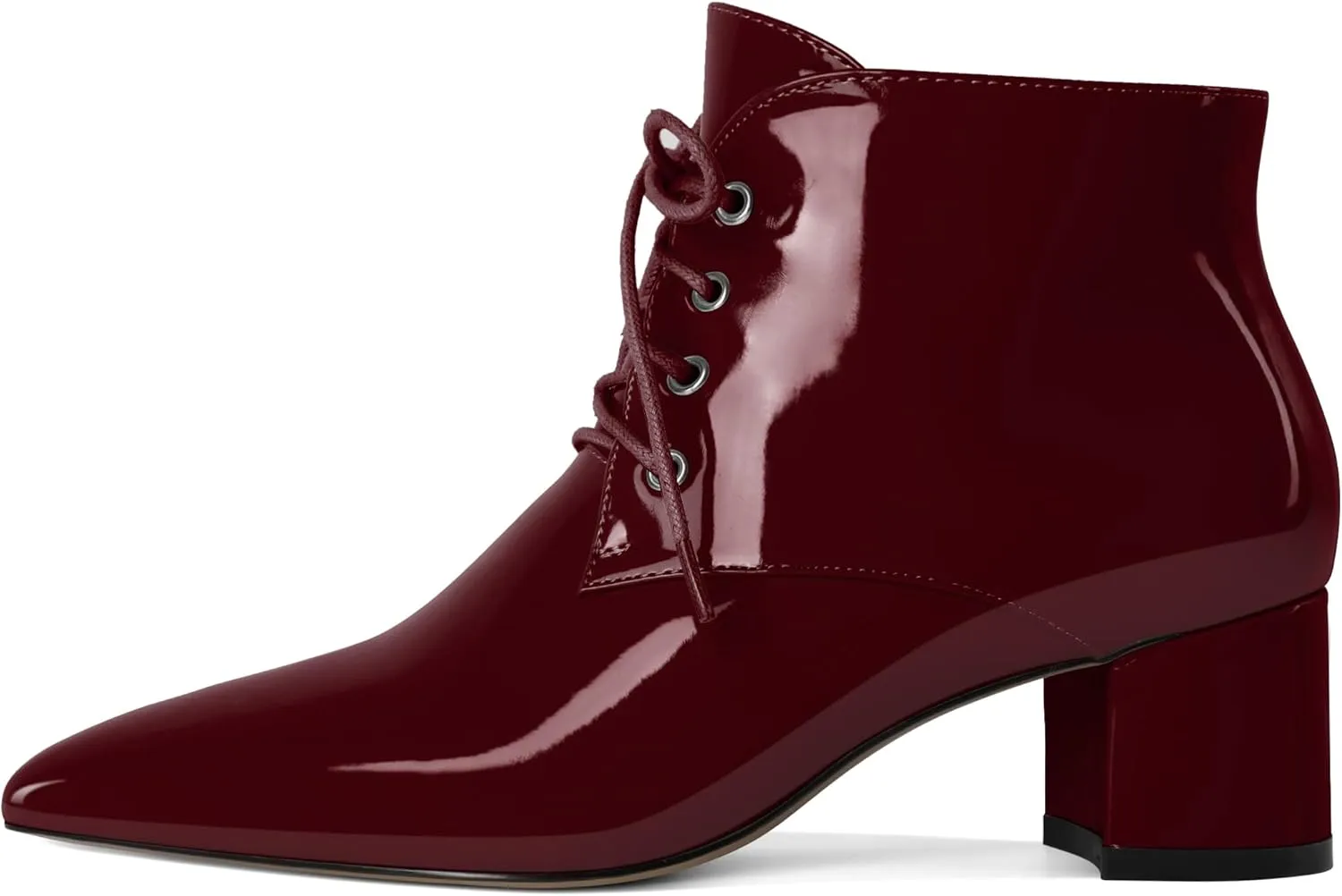 Eldof Women's Booties Low Chunky Heel Ankle Boots Pointed Toe Lace Up Comfortable Walking Boots
