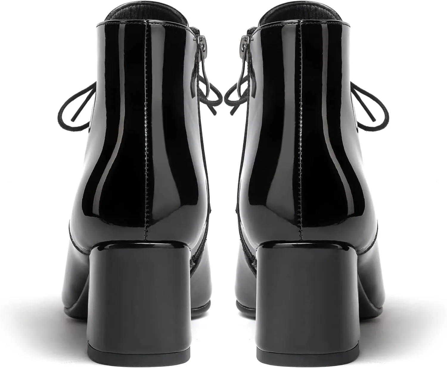 Eldof Women's Booties Low Chunky Heel Ankle Boots Pointed Toe Lace Up Comfortable Walking Boots