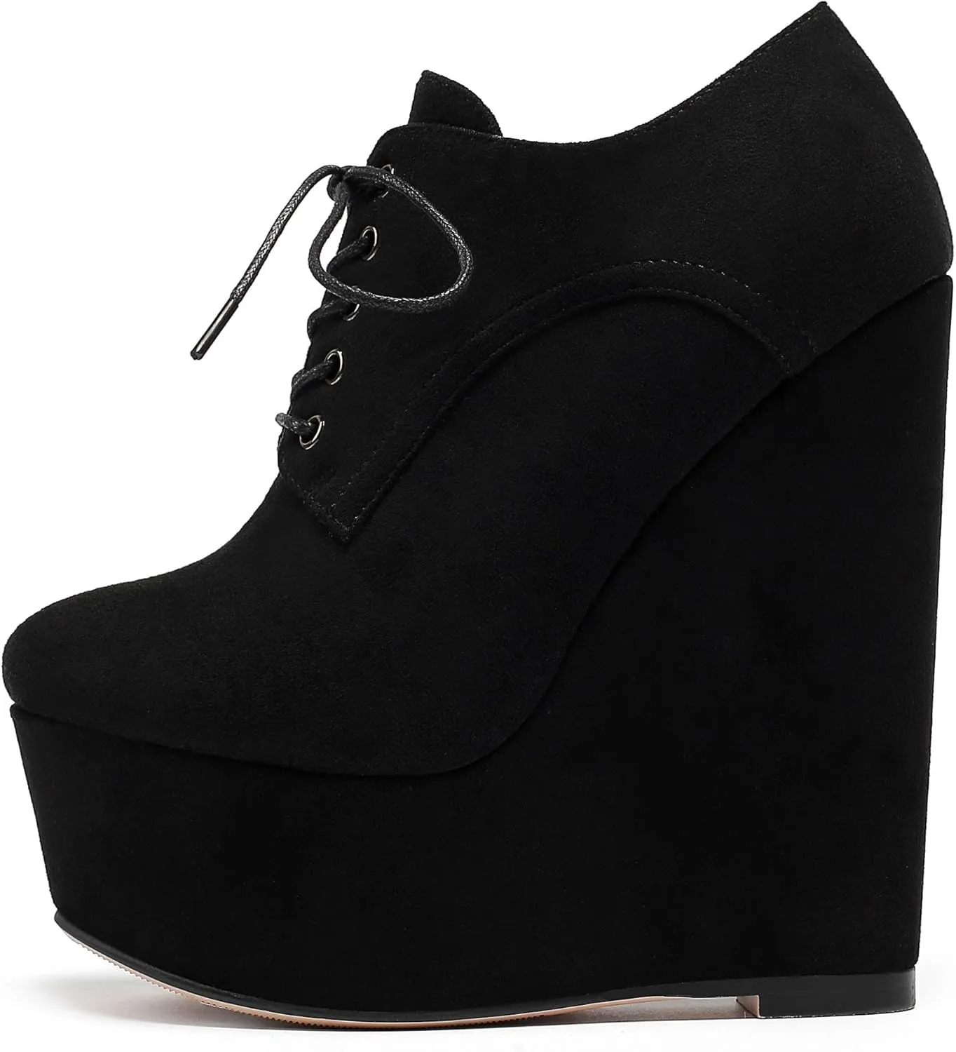 Eldof Women's Wedge Heel Ankle Bootie Sexy 6" Ankle Bootie High Wedge Heel Bootie Platform Lace Up Comfortable Boots